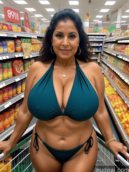 related ai porn images free for Milf One Busty Huge Boobs Thick Tanned Skin Front View Microkini Thong Grocery 80s Indian