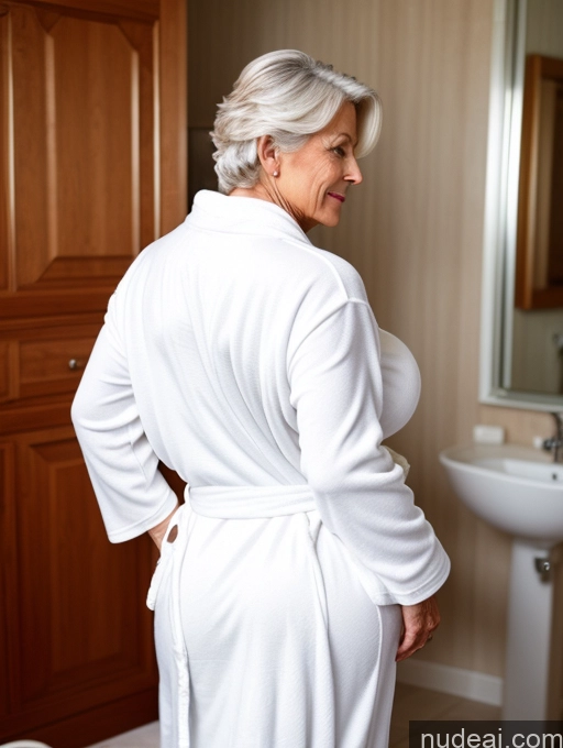 related ai porn images free for Milf One Huge Boobs Big Ass Muscular 80s White Hair Back View Bathrobe