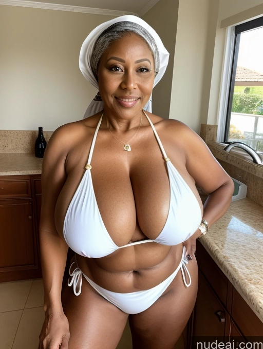 related ai porn images free for Milf One Busty Huge Boobs Thick Tanned Skin 60s Front View Microkini Thong Nigerian Maid