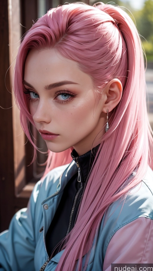 related ai porn images free for 18 Pink Hair Slicked Jumpsuit Close-up View