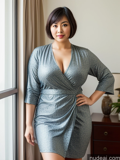 related ai porn images free for Underwear Tunic Dress Front View Chinese Short Hair Busty Big Hips Thick Woman 30s Sari Bedroom Kilt