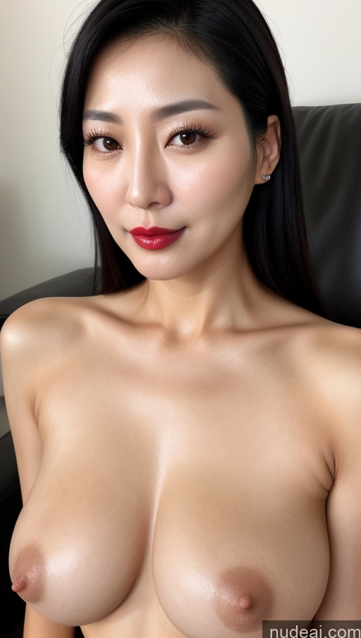 related ai porn images free for Woman One Beautiful Lipstick Close-up View Korean Slicked Black Hair 40s Perfect Boobs