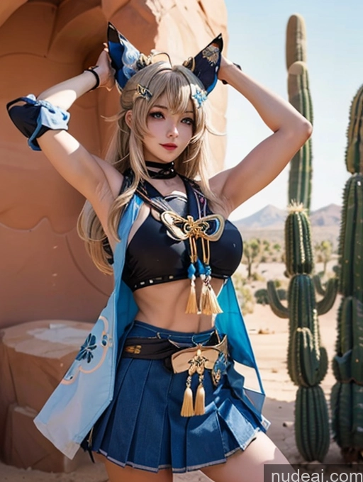 related ai porn images free for Woman Huge Boobs Beautiful Muscular Big Ass Abs Tall 30s Detailed Kirara: Genshin Impact Cosplayers Desert Micro Skirt