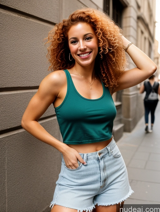 related ai porn images free for Woman Beautiful Abs 20s Happy Street Front View 80s Traditional Tank Top Laughing Curly Hair Ginger Latina