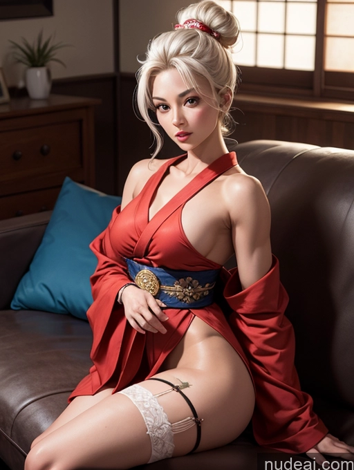 related ai porn images free for Japanese 30s Tanned Skin White Hair Hair Bun Beautiful Muscular Perfect Body Soft Anime Front View Stylish Kimono Jewelry Dark Lighting Model Seductive Sexy Face Dress Traditional Small Ass Busty Couch Big Hips Stockings