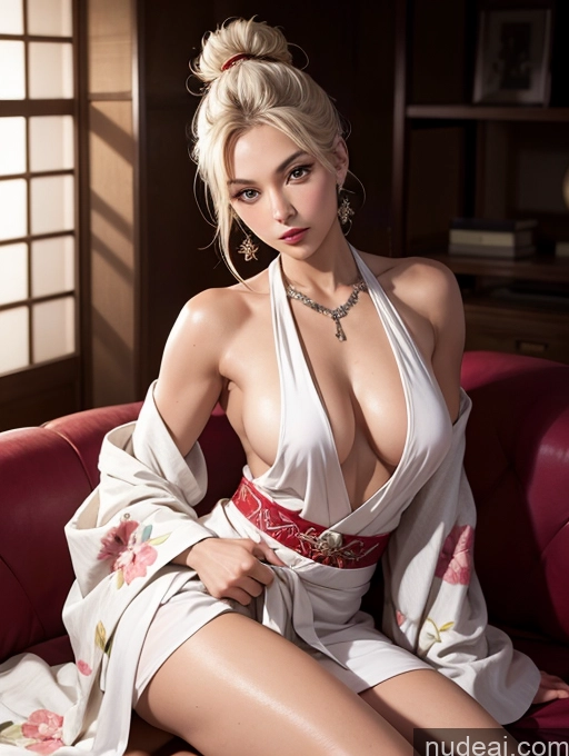 related ai porn images free for Japanese 30s Tanned Skin White Hair Hair Bun Beautiful Muscular Perfect Body Soft Anime Front View Stylish Kimono Jewelry Dark Lighting Model Seductive Sexy Face Dress Traditional Small Ass Busty Couch Big Hips