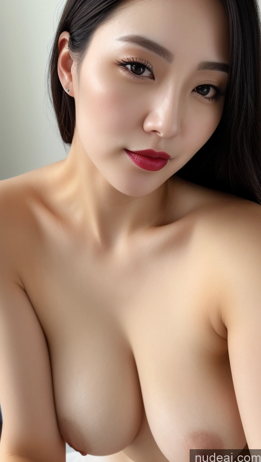 related ai porn images free for Woman One Beautiful Lipstick Thick Fairer Skin 30s Korean Close-up View Black Hair Small Tits Detailed