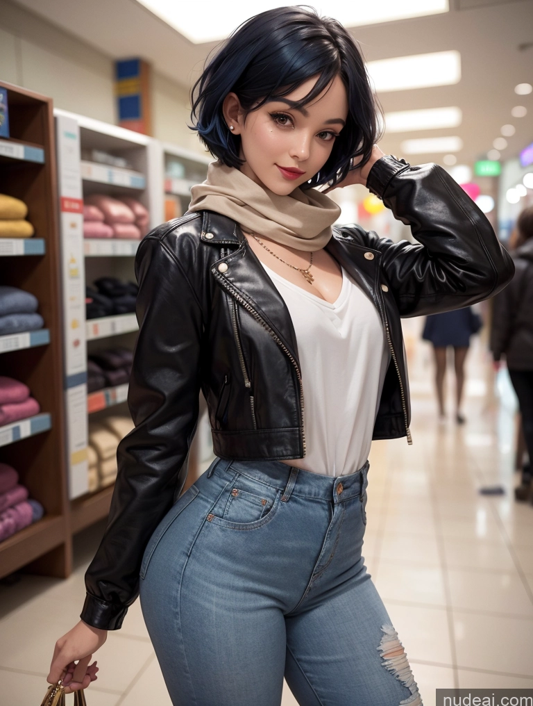 related ai porn images free for Model One Perfect Body Beautiful Perfect Boobs Small Ass 20s Seductive Happy Blue Hair Short Hair French Soft Anime Mall Front View Casual Chemise Goth Jacket Jeans Stylish Scarf Jewelry Detailed Pantyhose