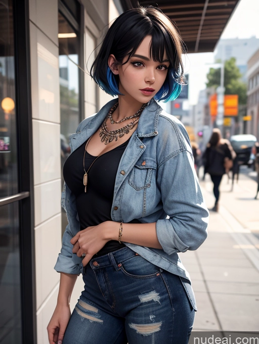 related ai porn images free for Model One Perfect Body Beautiful Perfect Boobs Small Ass 20s Seductive Blue Hair Short Hair French Soft Anime Mall Front View Casual Chemise Goth Jacket Jeans Stylish Scarf Jewelry Detailed Pantyhose Sexy Face