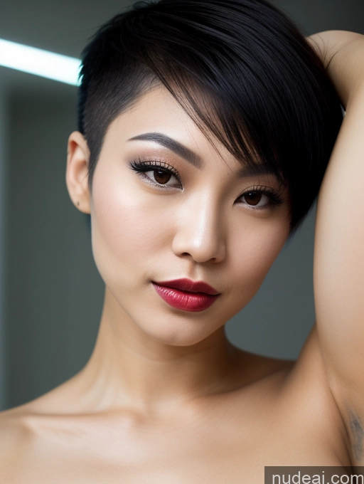 related ai porn images free for Beautiful Lipstick Sexy Face Pixie Cyberpunk Close-up View Asian Model