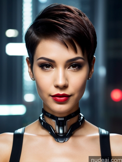 related ai porn images free for Beautiful Lipstick Sexy Face Pixie Cyberpunk Close-up View Brazilian Cyborg