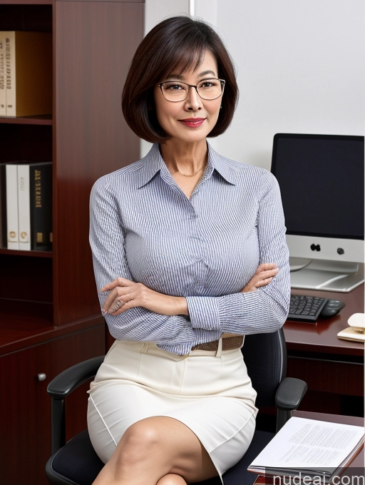 related ai porn images free for Milf Two Perfect Boobs Beautiful Glasses Perfect Body 70s Seductive Sexy Face Bobcut Chinese Office Blouse Shirt Stylish Secretary Professor Detailed Cleavage