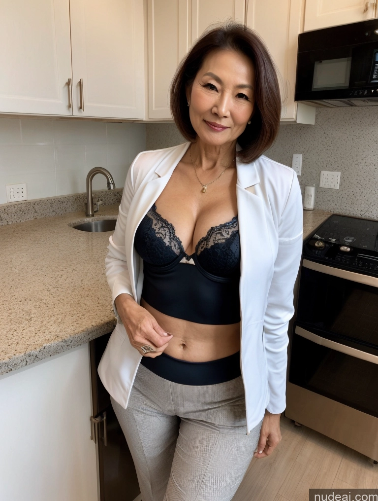 related ai porn images free for Milf Two Perfect Boobs Beautiful Perfect Body 70s Bobcut Chinese Kitchen Bra Jacket Professor Stylish Suit Cleavage Detailed Sexy Face