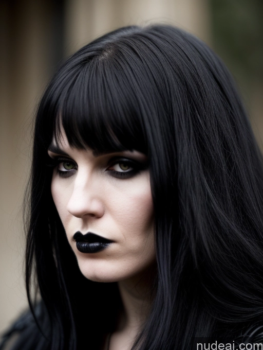 related ai porn images free for Sad Black Hair Long Hair White Close-up View Goth