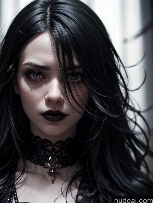 related ai porn images free for Sad Black Hair Long Hair White Close-up View Goth