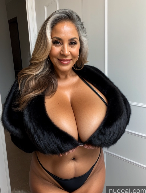 related ai porn images free for Milf One Busty Huge Boobs Thick Tanned Skin Microkini Thong 70s Brazilian Fur Jacket Front View Vampire