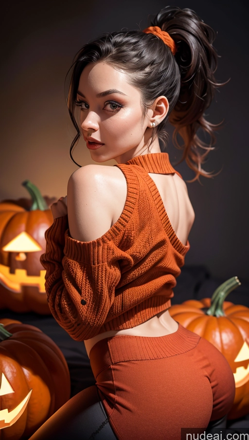 related ai porn images free for Halloween Sweater Yoga Pants Close-up View Ponytail