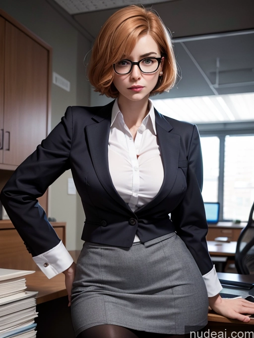 related ai porn images free for 50s Glasses Serious Office Suit Mini Skirt Stockings Secretary Busty Ginger Short Hair