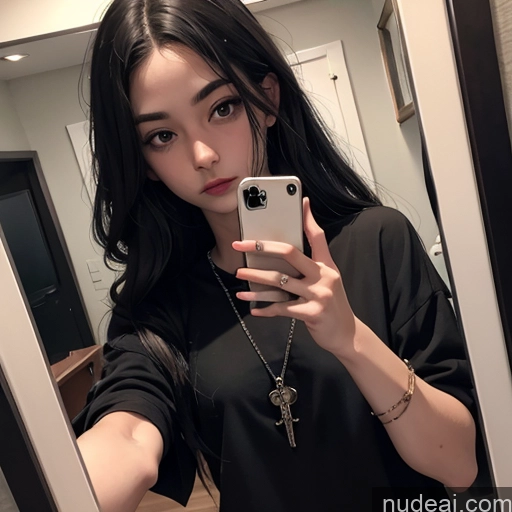 related ai porn images free for Black Hair Mirror Selfie 18 White Goth Close-up View Long Hair