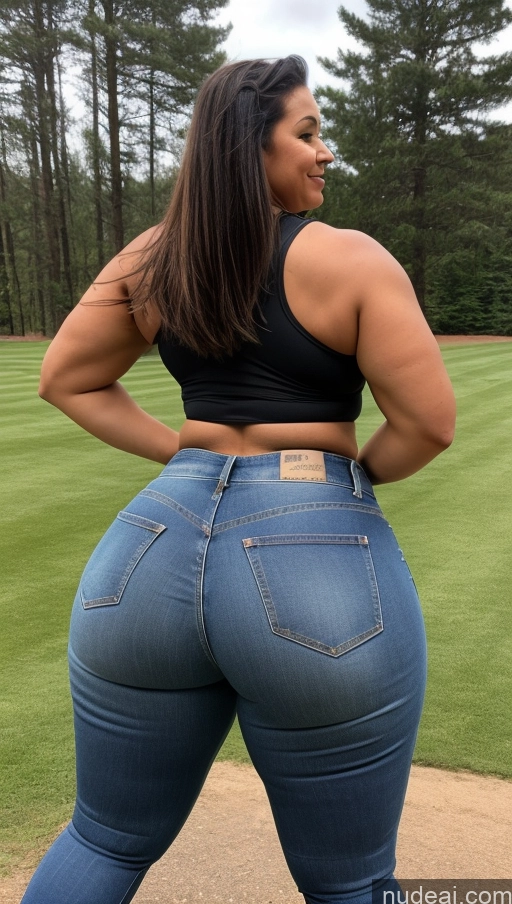 ai nude image of a woman in jeans and a black top standing on a baseball field pics of Athlete Big Ass Big Hips Jeans