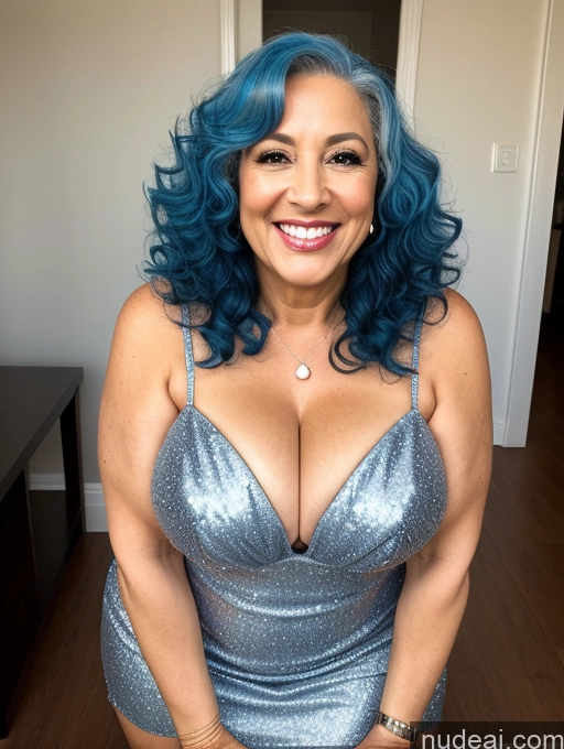 related ai porn images free for Two Beautiful Perfect Boobs Thick Curly Hair Front View Blue Hair Milf High Heels 40s Happy Latina