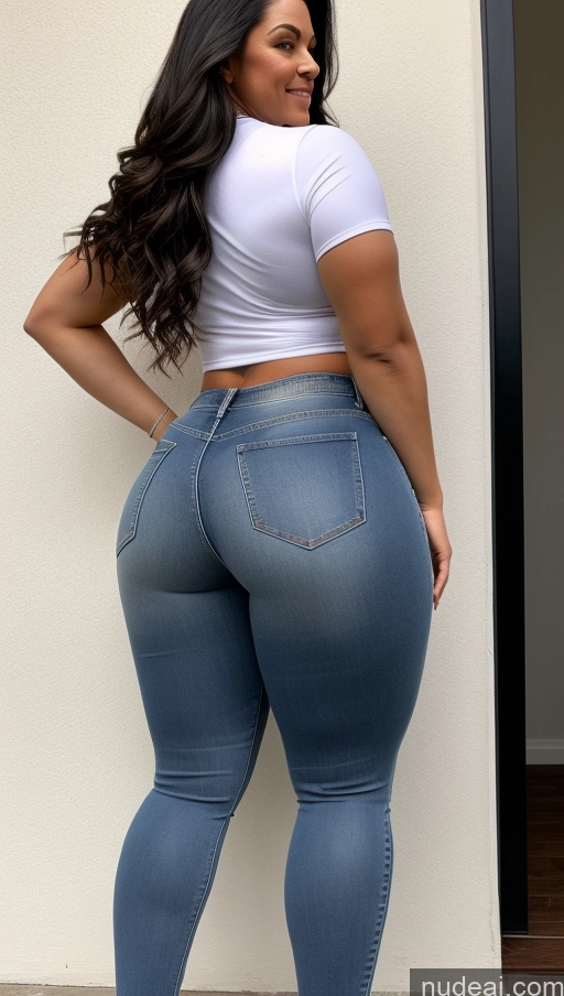 ai nude image of a woman in a white shirt and jeans posing for a picture pics of Athlete Big Ass Big Hips Jeans Long Hair