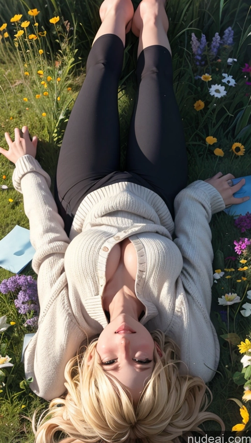 related ai porn images free for Sweater Yoga Pants Meadow Close-up View Blonde Jacket On Back Dress