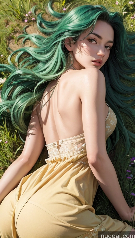related ai porn images free for Sundress Close-up View Detailed Skin Detail (beta) On Back Meadow Long Hair Green Hair