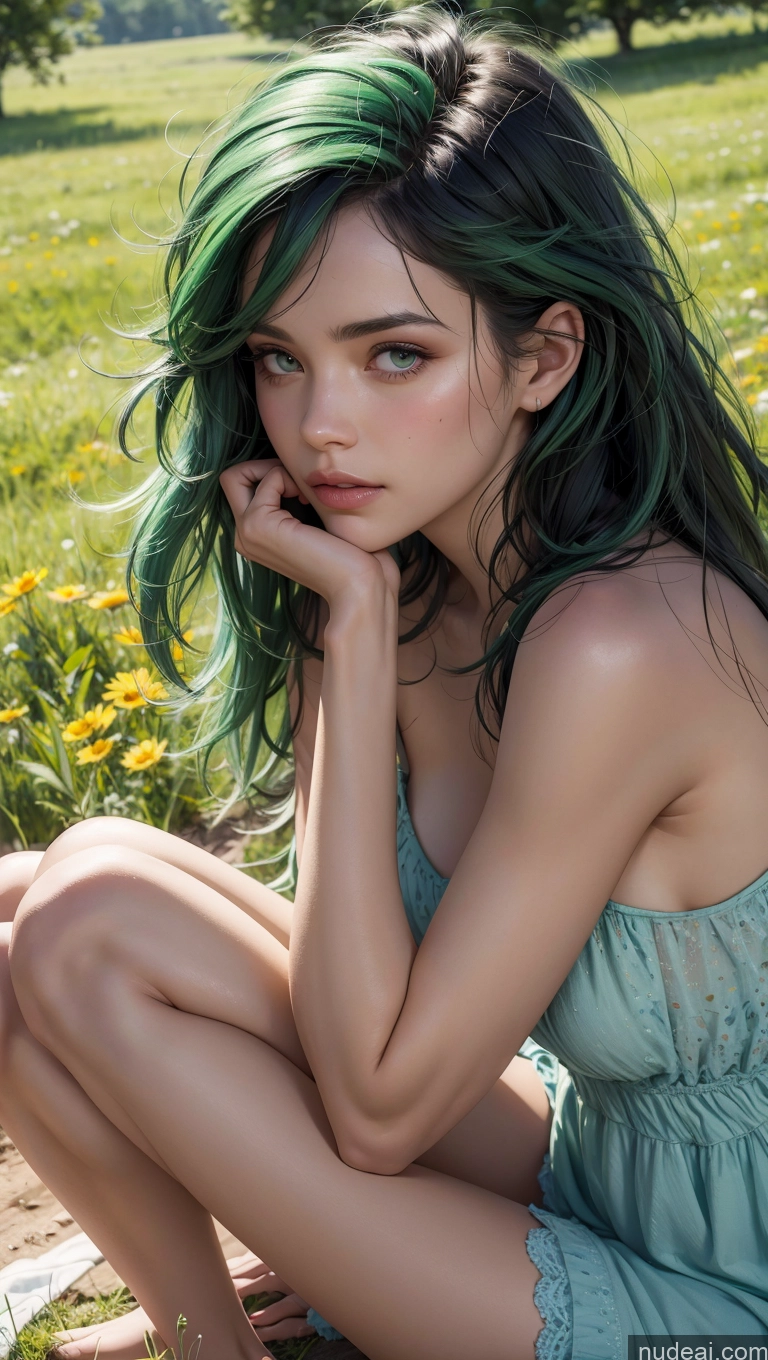 related ai porn images free for Sundress Close-up View Detailed Skin Detail (beta) Meadow Green Hair Messy Squatting