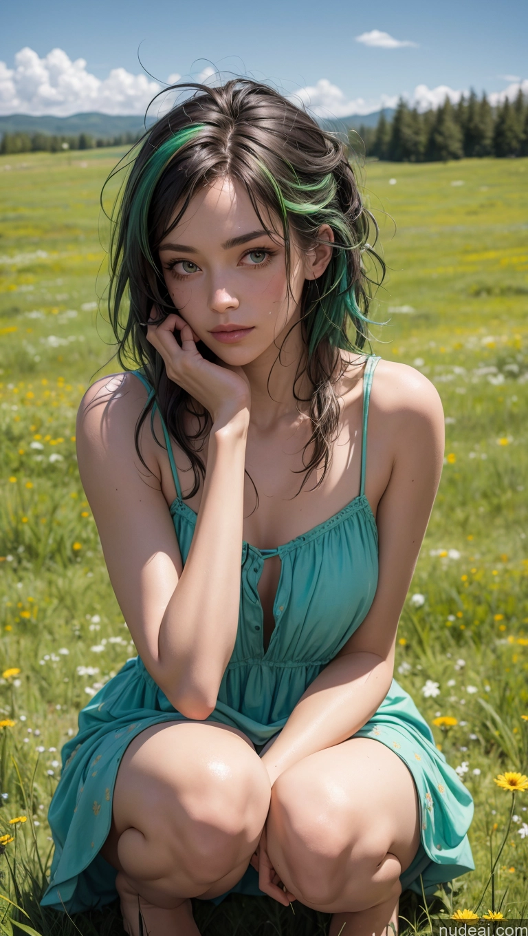 related ai porn images free for Sundress Close-up View Detailed Skin Detail (beta) Meadow Green Hair Messy Squatting