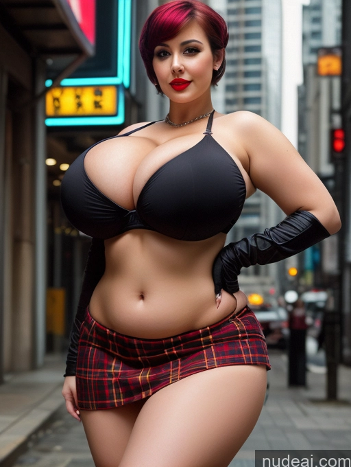 related ai porn images free for Busty Huge Boobs Beautiful Lipstick Pixie Cyberpunk Woman Seductive Kilt