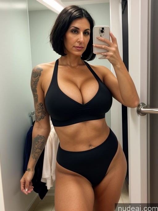 related ai porn images free for Serious Huge Boobs Tall Tanned Skin Tattoos Pantyhose Tank Top Cleavage Black Hair Bobcut Jewish Front View Bending Over Changing Room 30s Milf