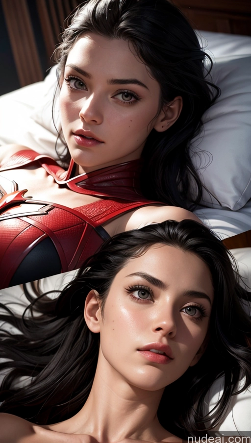 related ai porn images free for Close-up View Superhero Dark Lighting Serious Dark Fantasy On Back Black Hair Slicked Bedroom