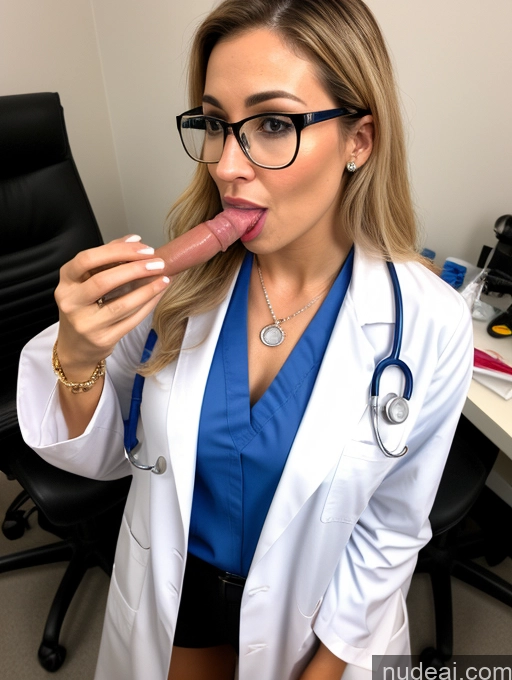 related ai porn images free for Woman One Small Tits Glasses Lipstick Perfect Body Short 30s Serious Blonde Long Hair Latina Front View Doctor Lab Coat Jewelry Blowjob