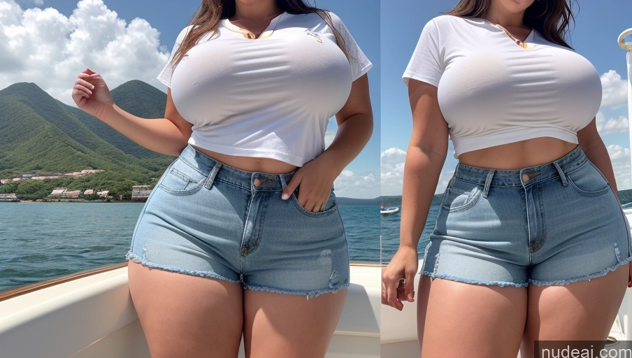 related ai porn images free for Woman One Big Ass Thick Chubby Big Hips Fairer Skin Brunette White Front View 40s Huge Boobs Busty Yacht Shirt Long Hair Daisy Dukes