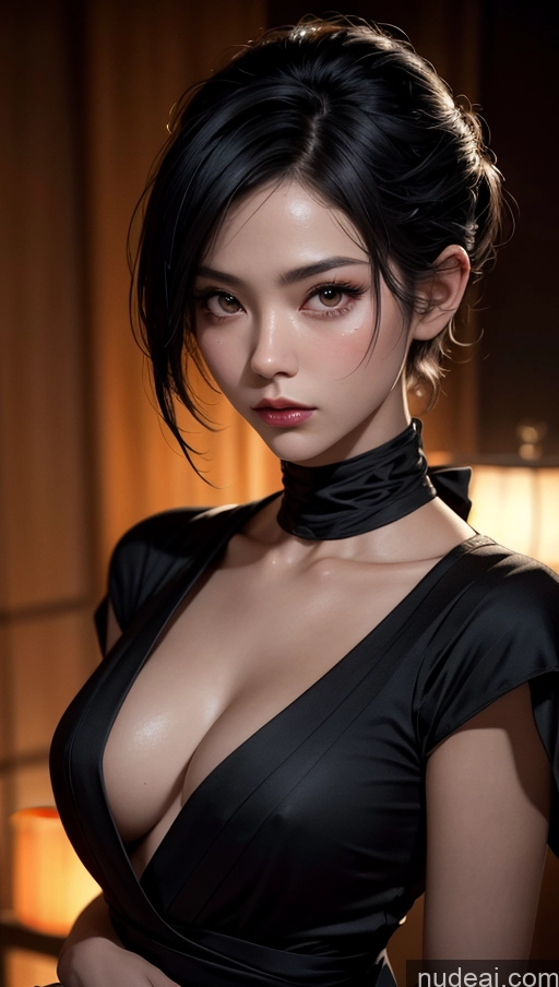 related ai porn images free for Close-up View Ninja Pixie Dark Lighting Dress Japanese Black Hair