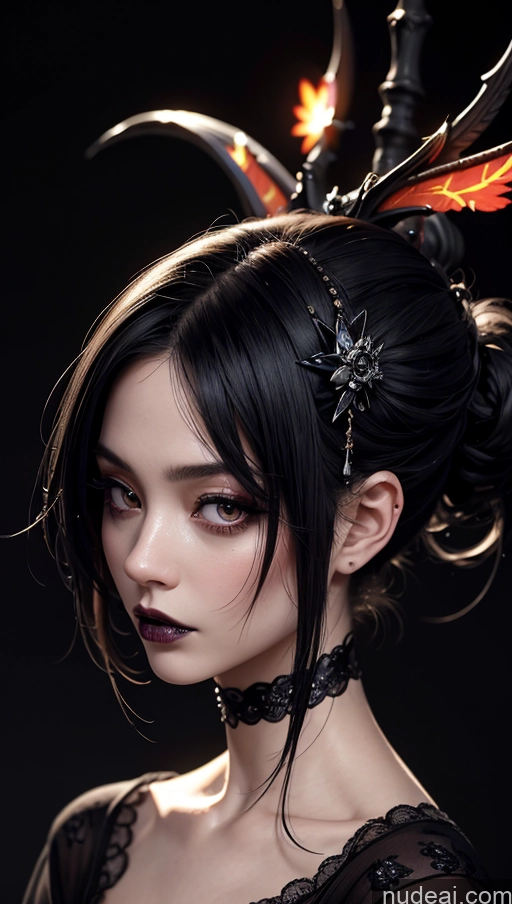 related ai porn images free for Close-up View Pixie Dark Lighting Dress Japanese Black Hair Goth