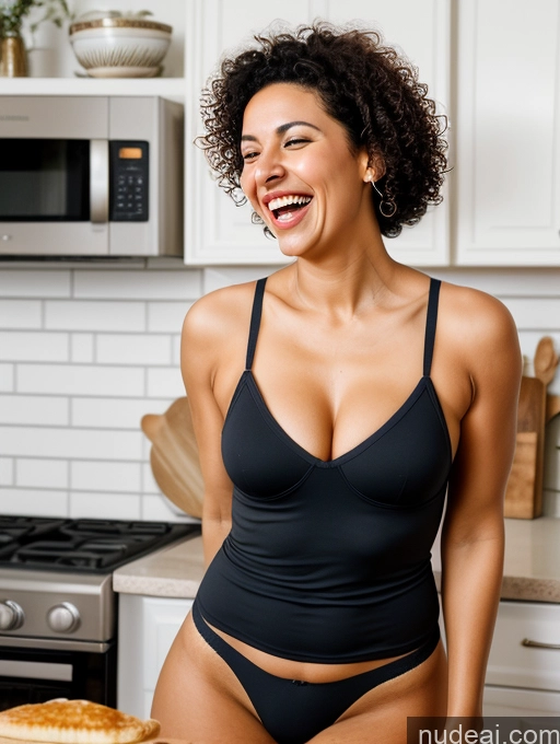 related ai porn images free for Woman 30s Laughing Black Hair Curly Hair Kitchen Spreading Legs Greek Underwear Happy Front View