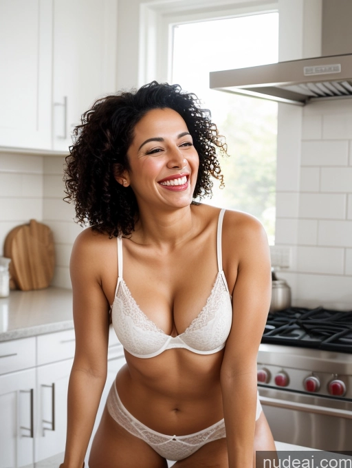 related ai porn images free for Woman 30s Laughing Black Hair Kitchen Spreading Legs Greek Underwear Happy Close-up View Curly Hair