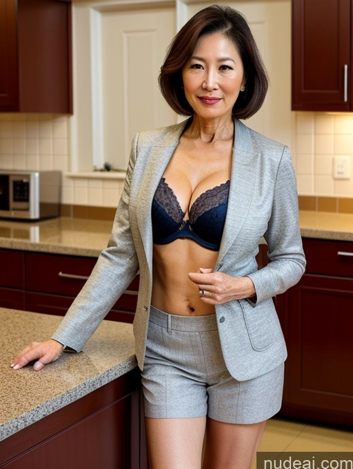 related ai porn images free for Milf Two Perfect Boobs Beautiful Perfect Body 70s Bobcut Japanese Kitchen Bra Jacket Professor Stylish Suit Cleavage Detailed Sexy Face