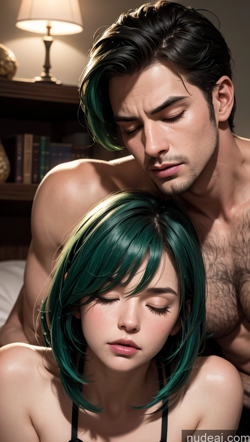 related ai porn images free for Bobcut Bedroom Close-up View Sleeping Push-up Bra Dark Lighting Green Hair Chubby Fat Sad Orgasm Woman + Man