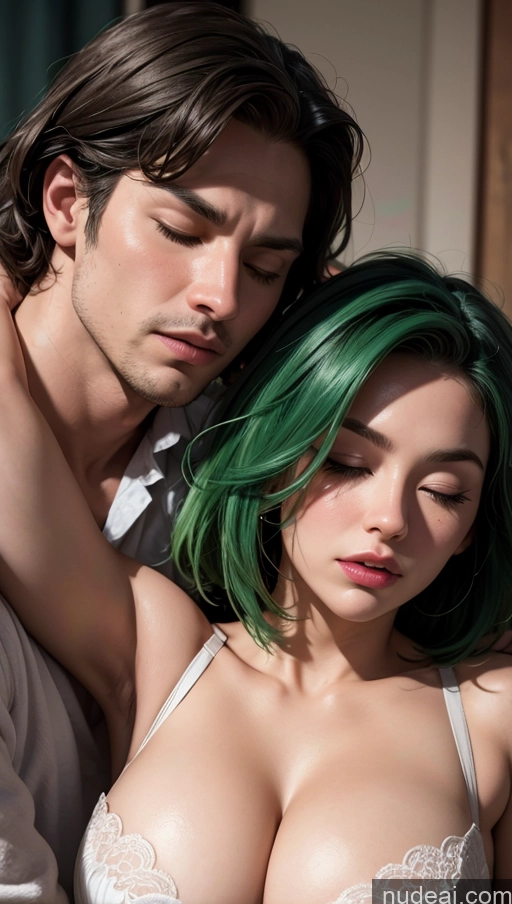 related ai porn images free for Bobcut Bedroom Close-up View Sleeping Push-up Bra Dark Lighting Green Hair Chubby Fat Sad Orgasm Woman + Man