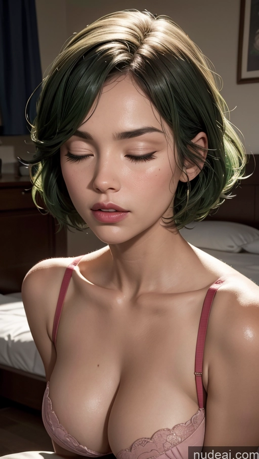 related ai porn images free for Bobcut Bedroom Close-up View Sleeping Push-up Bra Dark Lighting Green Hair Chubby Fat Sad Orgasm Woman + Man