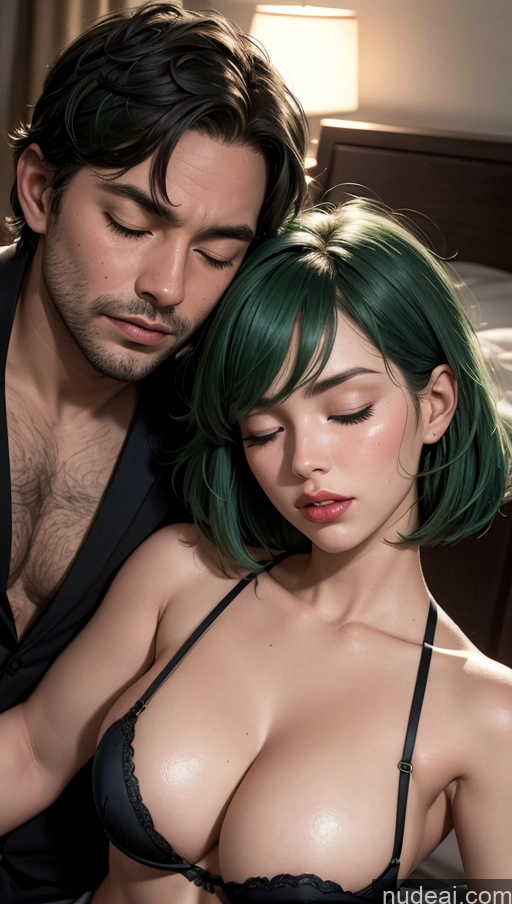 related ai porn images free for Bobcut Bedroom Close-up View Sleeping Push-up Bra Dark Lighting Green Hair Chubby Fat Sad Orgasm Woman + Man