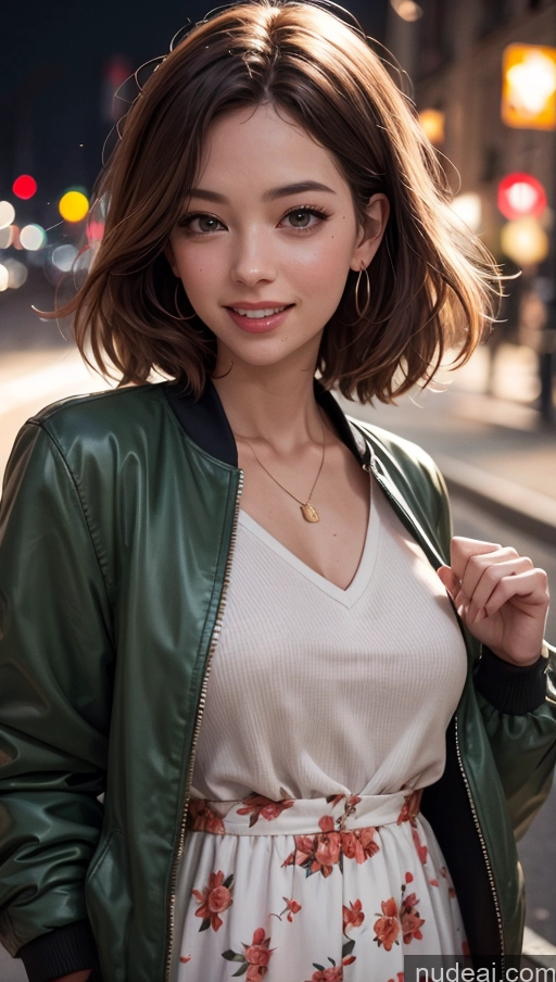 related ai porn images free for Close-up View Street Dark Lighting Happy Sundress Ginger Straight Shocked Bomber
