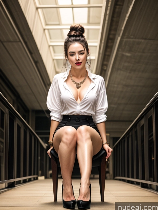 related ai porn images free for SplitSitting Fairer Skin 30s Orgasm Laughing Seductive Brunette Hair Tied Up White Full Frontal High Heels Secretary Stylish Jewelry Bright Lighting Alternative Detailed
