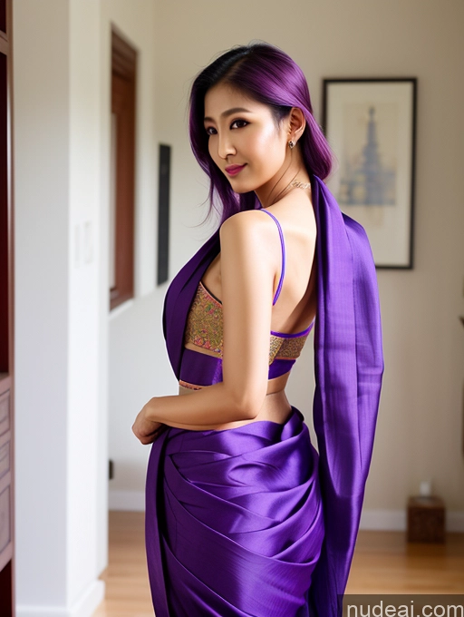 related ai porn images free for Model Small Ass Skinny 30s Purple Hair Korean Front View Sari