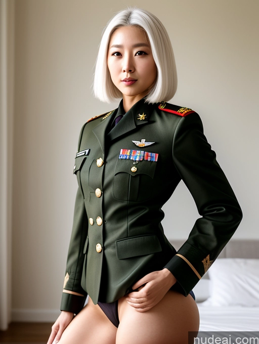 related ai porn images free for Model Small Ass Skinny 30s Korean White Hair Military Front View