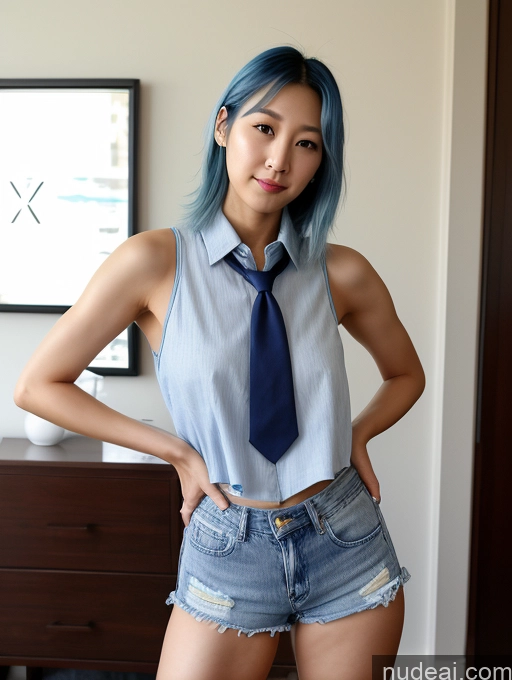 related ai porn images free for Model Small Ass Skinny 30s Blue Hair Korean Front View Tie Daisy Dukes Jewelry