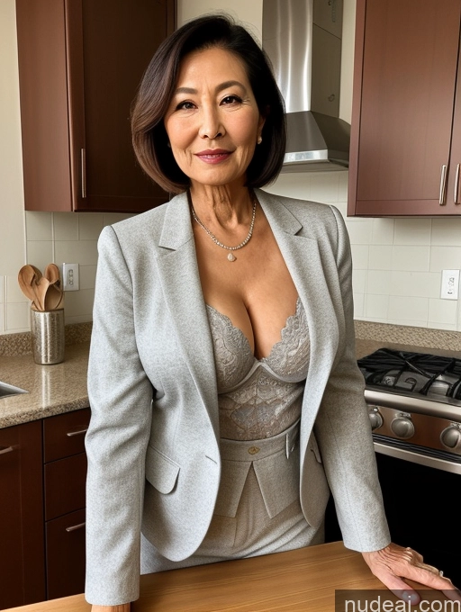 related ai porn images free for Milf Two Perfect Boobs Beautiful Perfect Body 70s Bobcut Japanese Kitchen Bra Jacket Professor Stylish Suit Cleavage Detailed Sexy Face